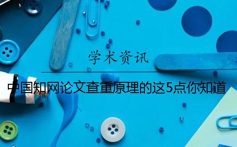 中国知网论文查重原理的这5点你知道吗？