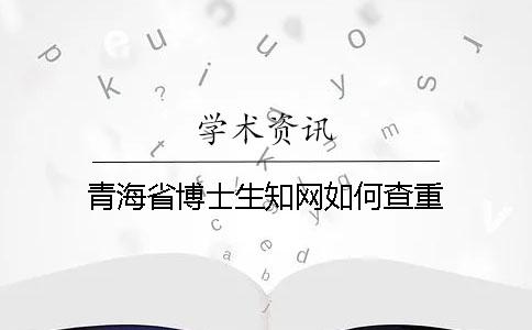 青海省博士生知网如何查重
